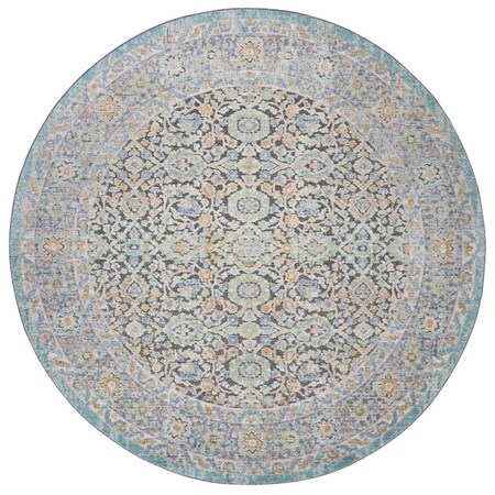 Safavieh 6 ft. 7 in. x 6 ft. 7 in. Provance Power Loomed Round Area Rug; Blue & Green PRV134M-7R